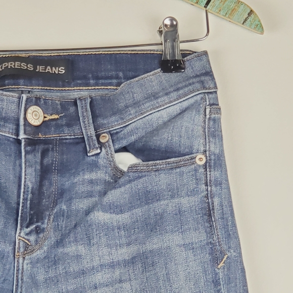 Express Jeans Super Skinny Mid Rise Mid Wash 4R - Picture 3 of 11